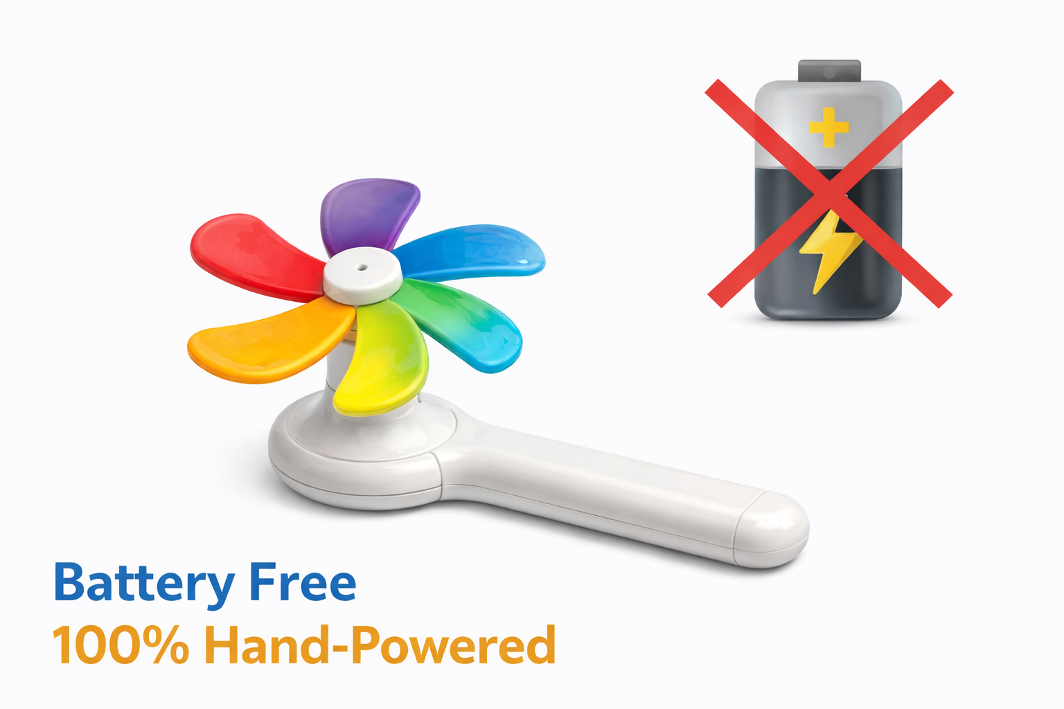 Hand-powered SwapAFan with battery-free graphic